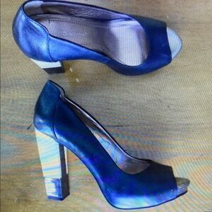 Elegant Blue Peep-Toe Heels